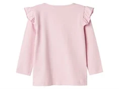 Lyserød langærmet t-shirt med flæser på skuldrerne fra Name It 13236203 corsage